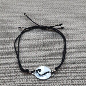 7 Inch 950 Silver Ocean Wave Cloth Adjustable Bracelet A5697